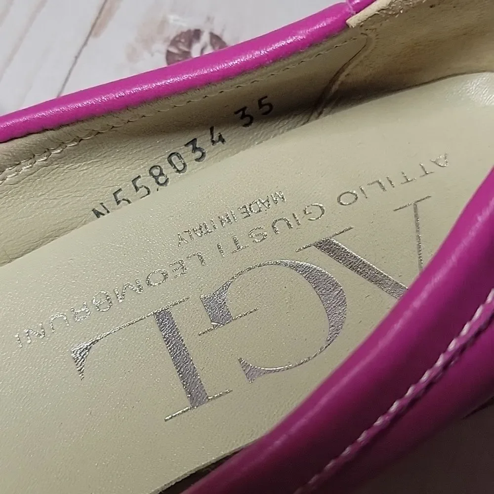 AGL ATTILIO GUISTI LEOMBRUNI 35 EU 5 US Ballet Flats Fuchsia Pink Leather ITALY